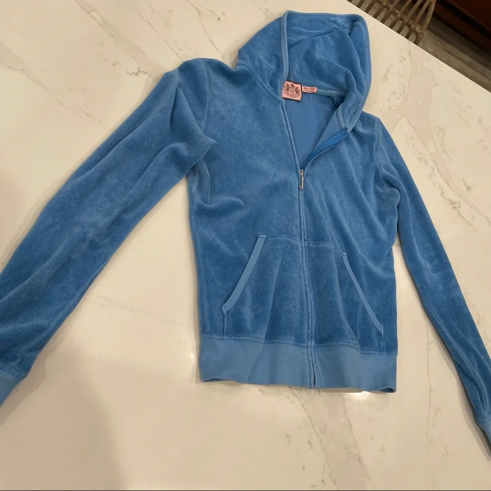 Juicy Couture blue terry cloth zip up hoodie with silver “J” - Picture 15 of 16